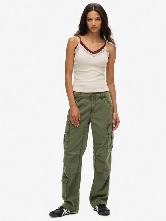 

Широкие брюки-карго с низкой посадкой Superdry, цвет Thyme Green