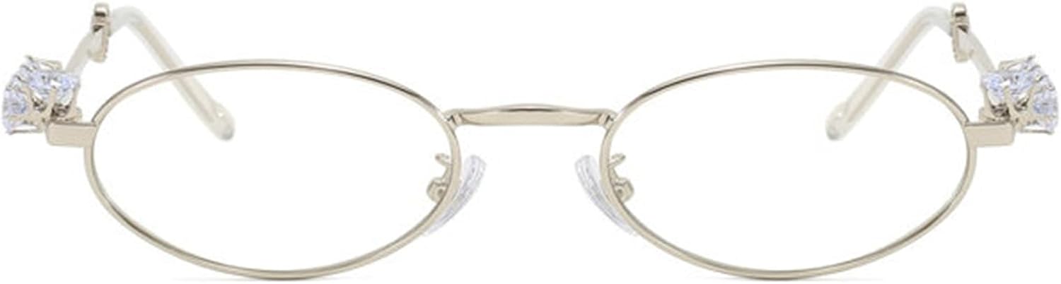 

Солнцезащитные очки Willochra Retro Oval Rhinestone Skinny Sunglasses for Women в стиле 90-х, блестящие, в стиле хиппи и диско. Модные солнцезащитные очки, Silver Plian