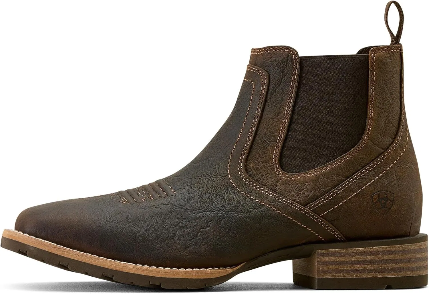 Мужские гибридные низкие ботинки ARIAT Hybrid Low Boy Wide Square Toe Chelsea Boot Western, Warm Brown Elephant Print — фото 2