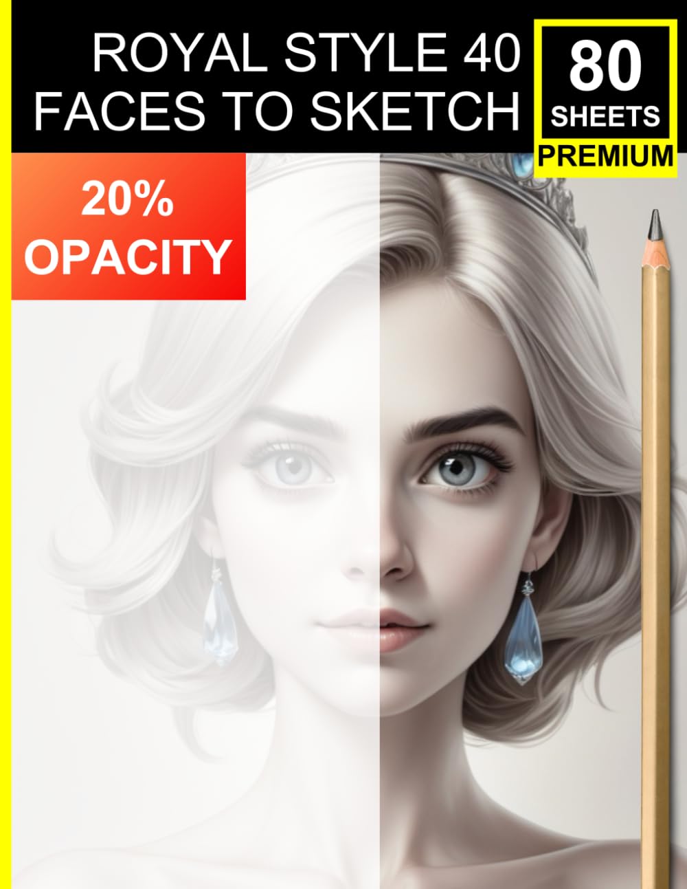 

Royal Style Portrait Sketchbook: 40 Faces to Sketch in Light Opacity: Elegant Female Portraits with 20% Opacity for Tracing & Shading - 80 Premium Sheets for Black Pencil Artists (Independently published)