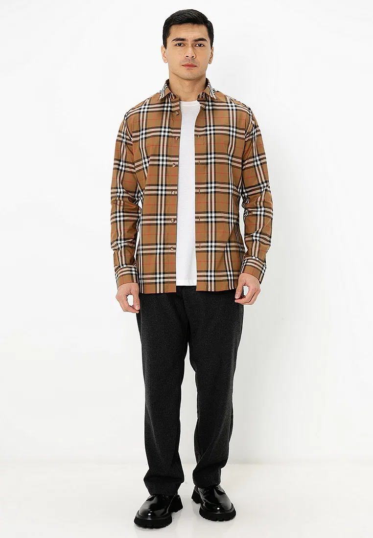Рубашка Shefford Burberry с длинным рукавом, клетчатая, коричневый — фото 4