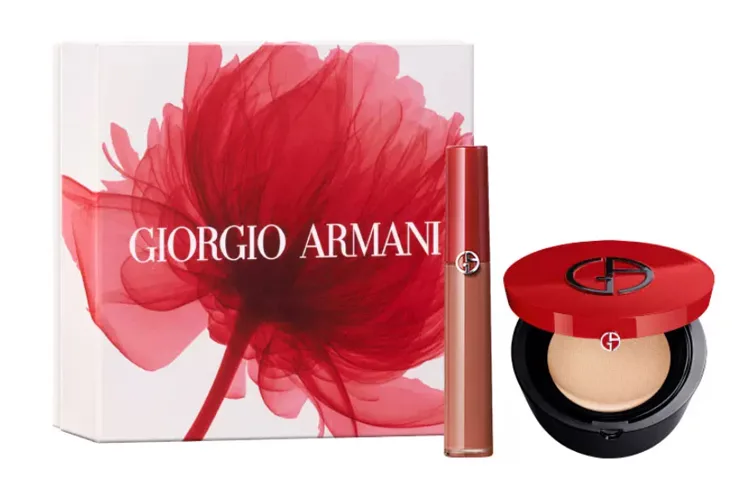 GIORGIO ARMANI Набор косметики Redtube для женщин, Red Tube Liquid Lipstick #214+Matte Cushion Foundation #3 Suitable for Natural Pale Skin