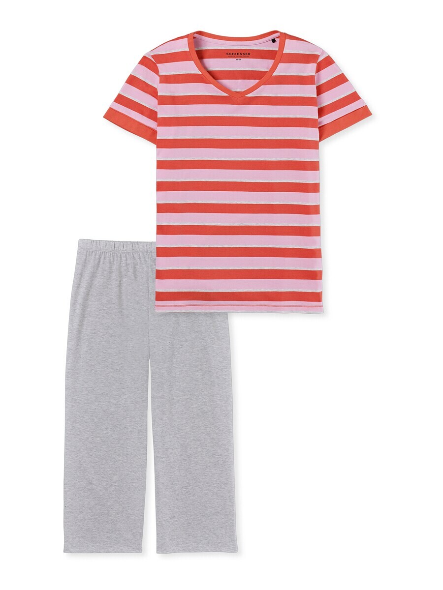 

Пижама SCHIESSER Short Pajama Set Casual Essentials, цвет mottled grey/cranberry