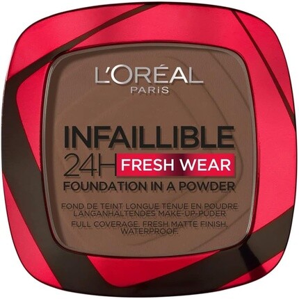 

L'Oréal Paris Infallible 24H Fresh Wear Powder Foundation 390 Ebony — полное покрытие, стойкость, невесомость, водостойкость и переносимость