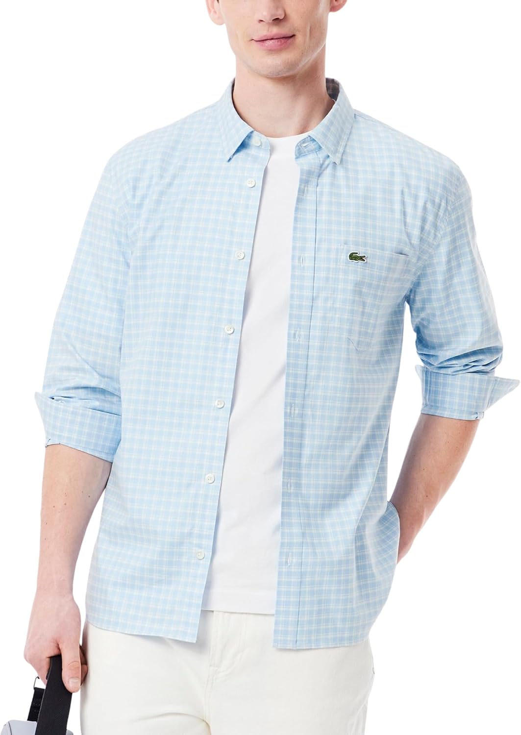 

Lacoste мужская рубашка с длинным рукавом в клетку, regular fit, Flour Blue