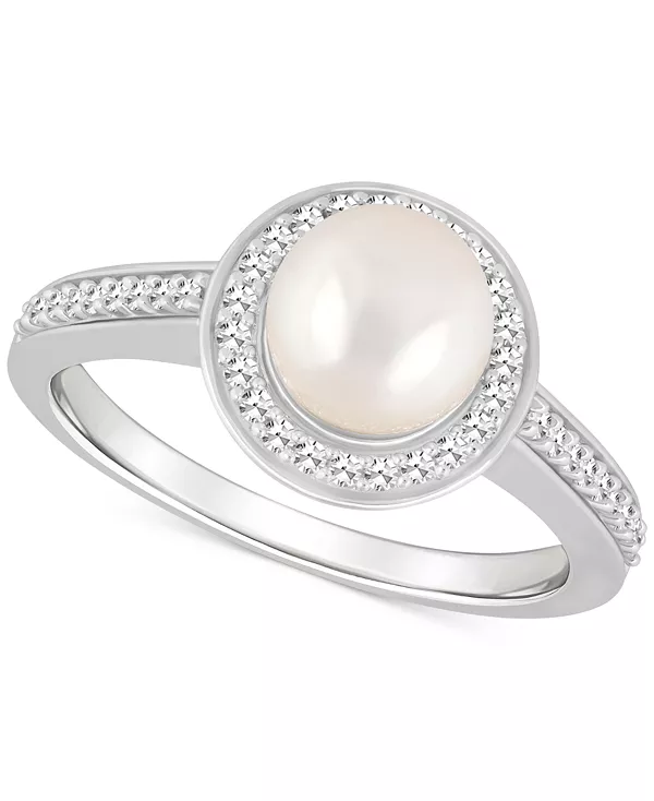 

Кольцо-Ореол с культивированным пресноводным жемчугом и бриллиантами (1/5 карата) из стерлингового серебра (также из оникса, лабрадорита и бирюзы) Macy'S, pearl