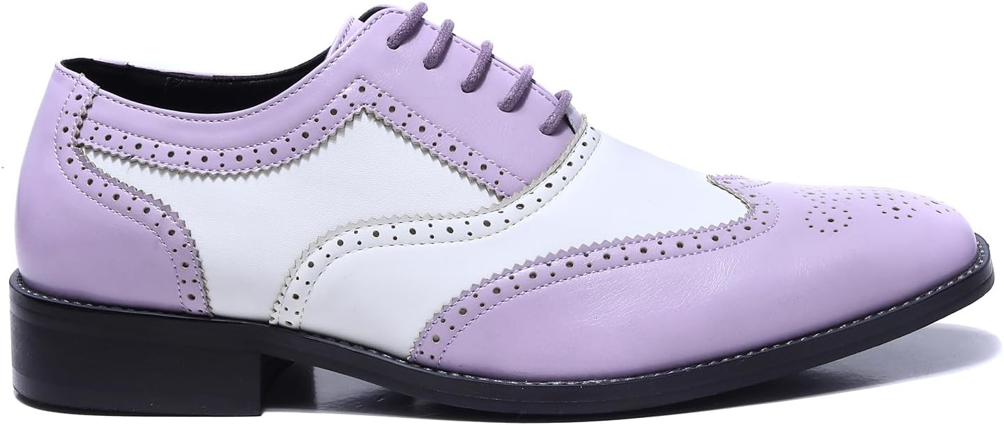 

Мужские классические туфли с крыльями Metrocharm двухцветные, искусственная кожа, стиль броги, шнуровка для официальной одежды, MC118, белый