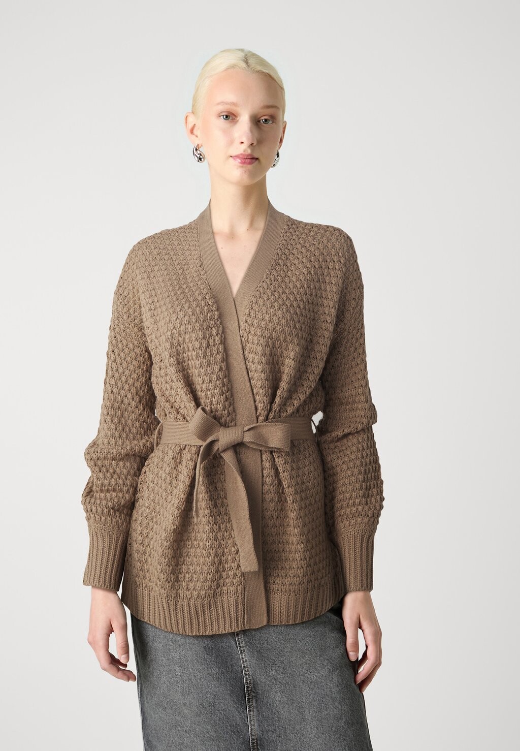 

Кардиган VILIOMY LONG OPEN CARDIGAN VILA, светло-серый