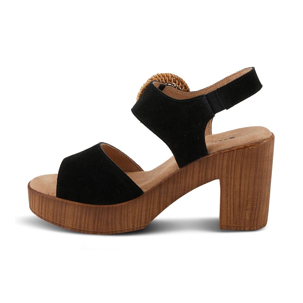 Женские босоножки на пробковом каблуке Spring Step Gamona, цвет Black Suede — фото 3