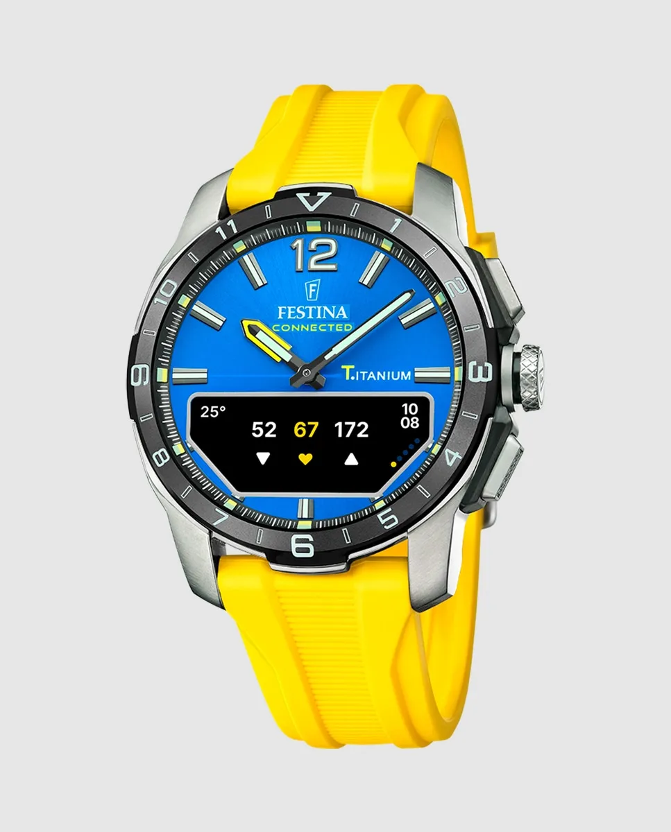 

F23000/8 Connected D мужские часы желтые резиновые Festina, жёлтый