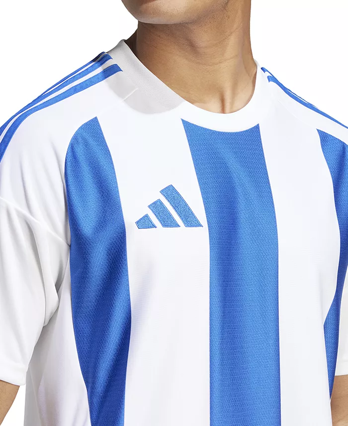 Мужская футболка с полосатым логотипом adidas, белый — фото 3