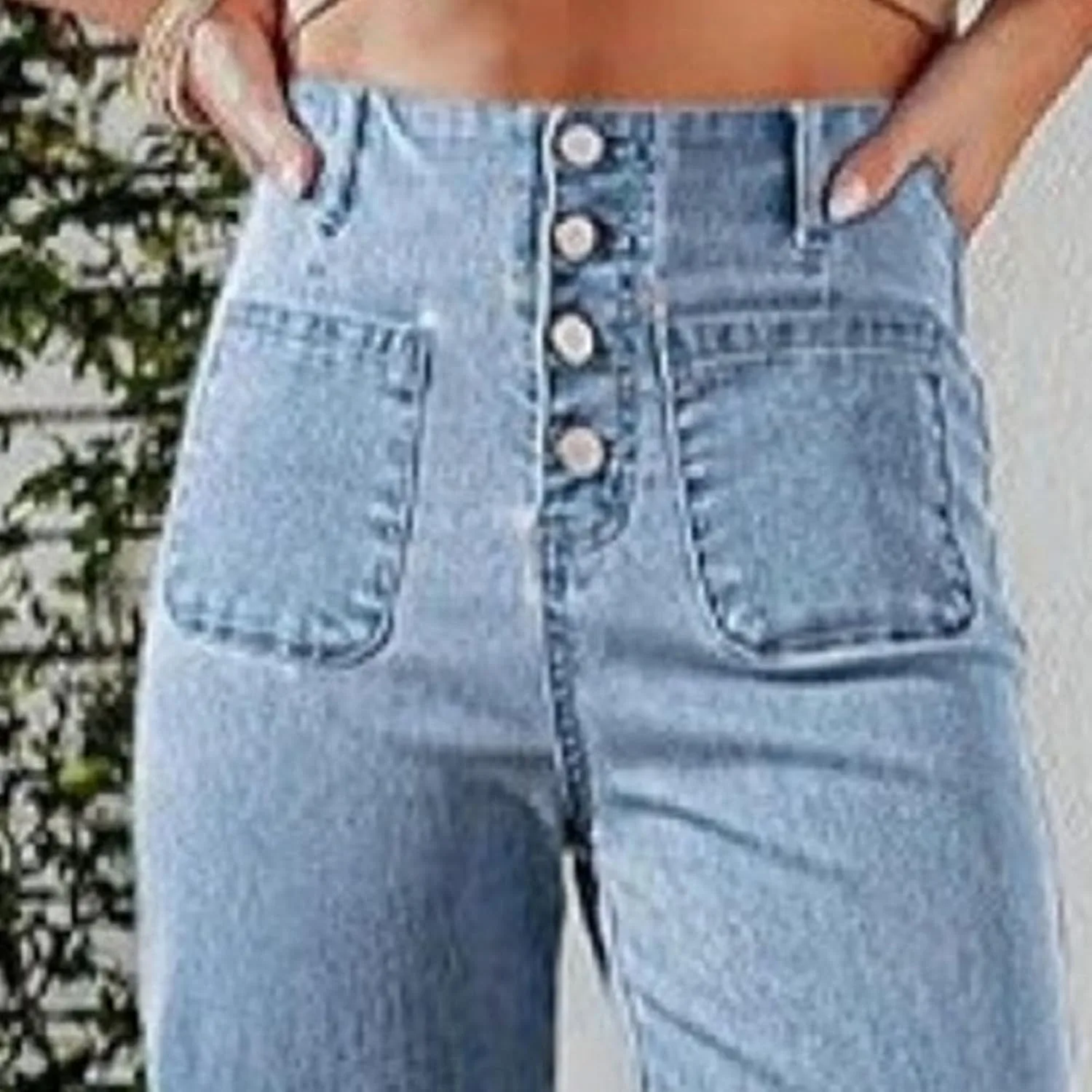 Женские джинсы с широкими штанинами Boot Cut, высокая посадка, эластичные — фото 4