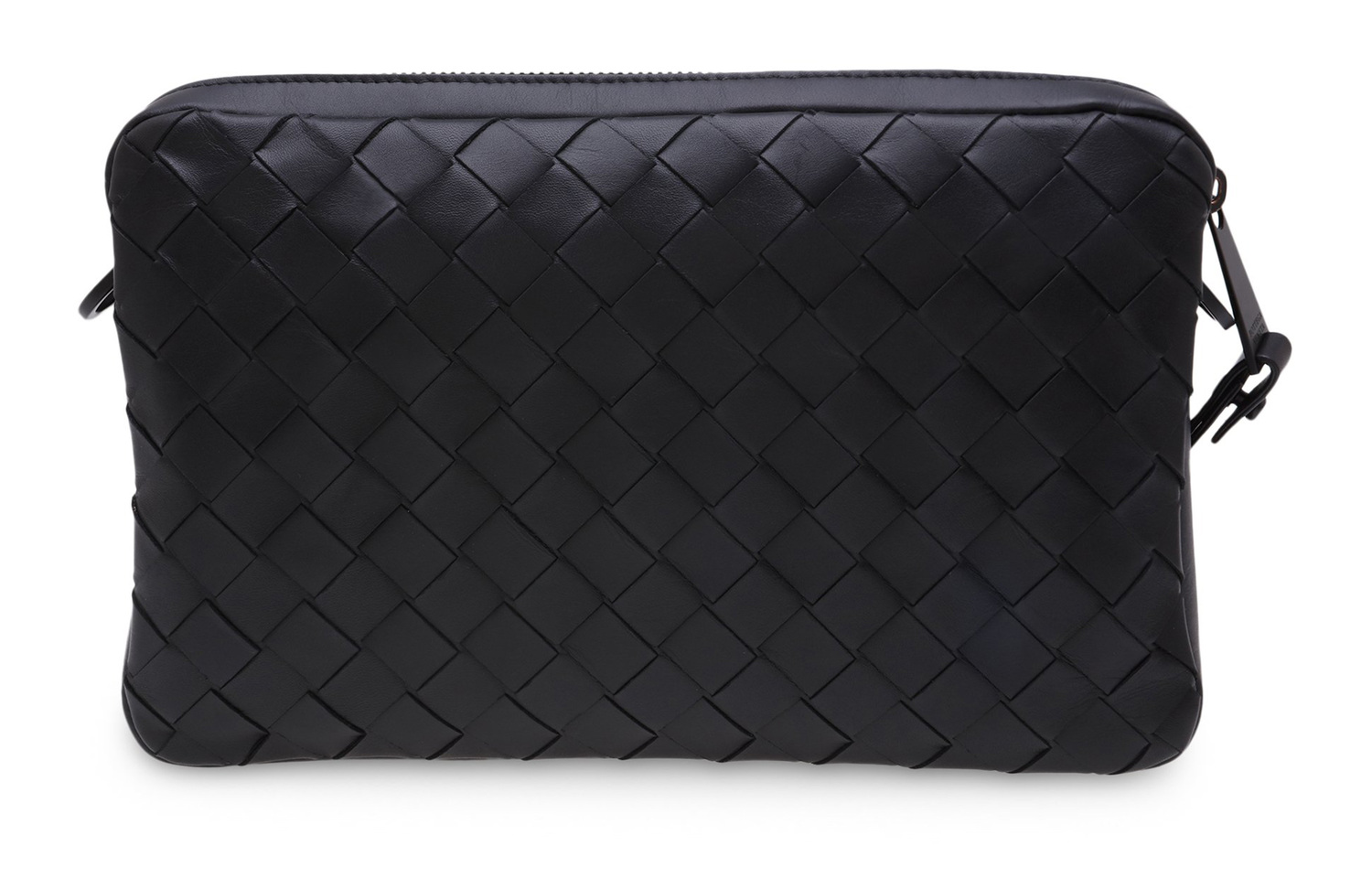 Bottega Veneta Кожаная сумка-мессенджер через плечо мужская черная — фото 2