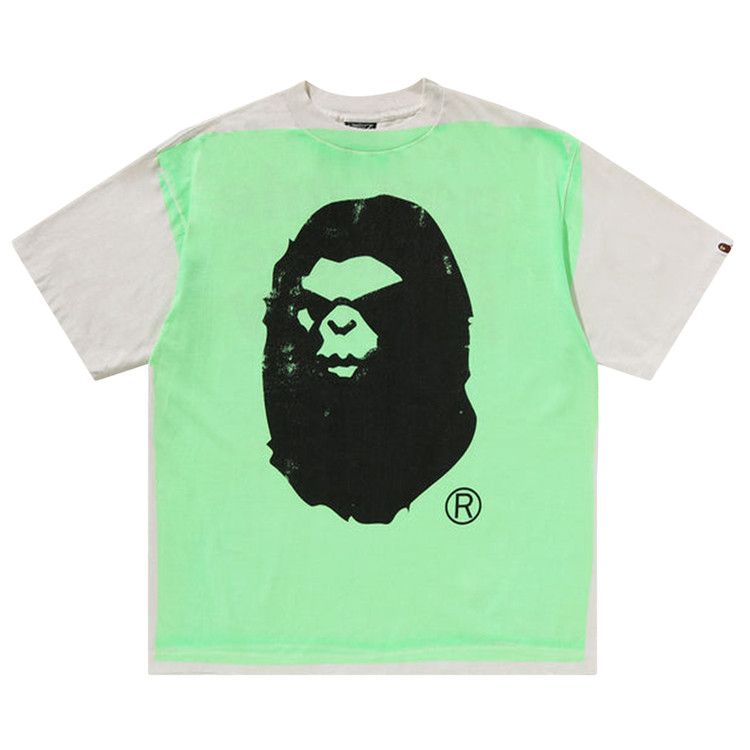 

Футболка BAPE x SAINT Mxxxxxx Mad Face Handprinting Tee, White/Green