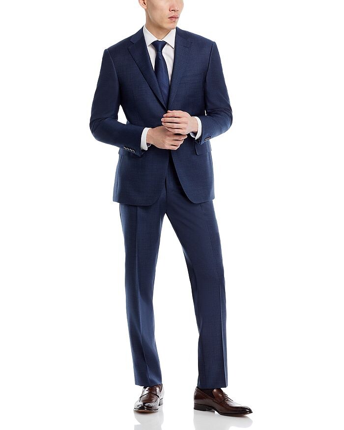 

Костюм классического кроя Canali Siena Sharkskin Micro Check, синий