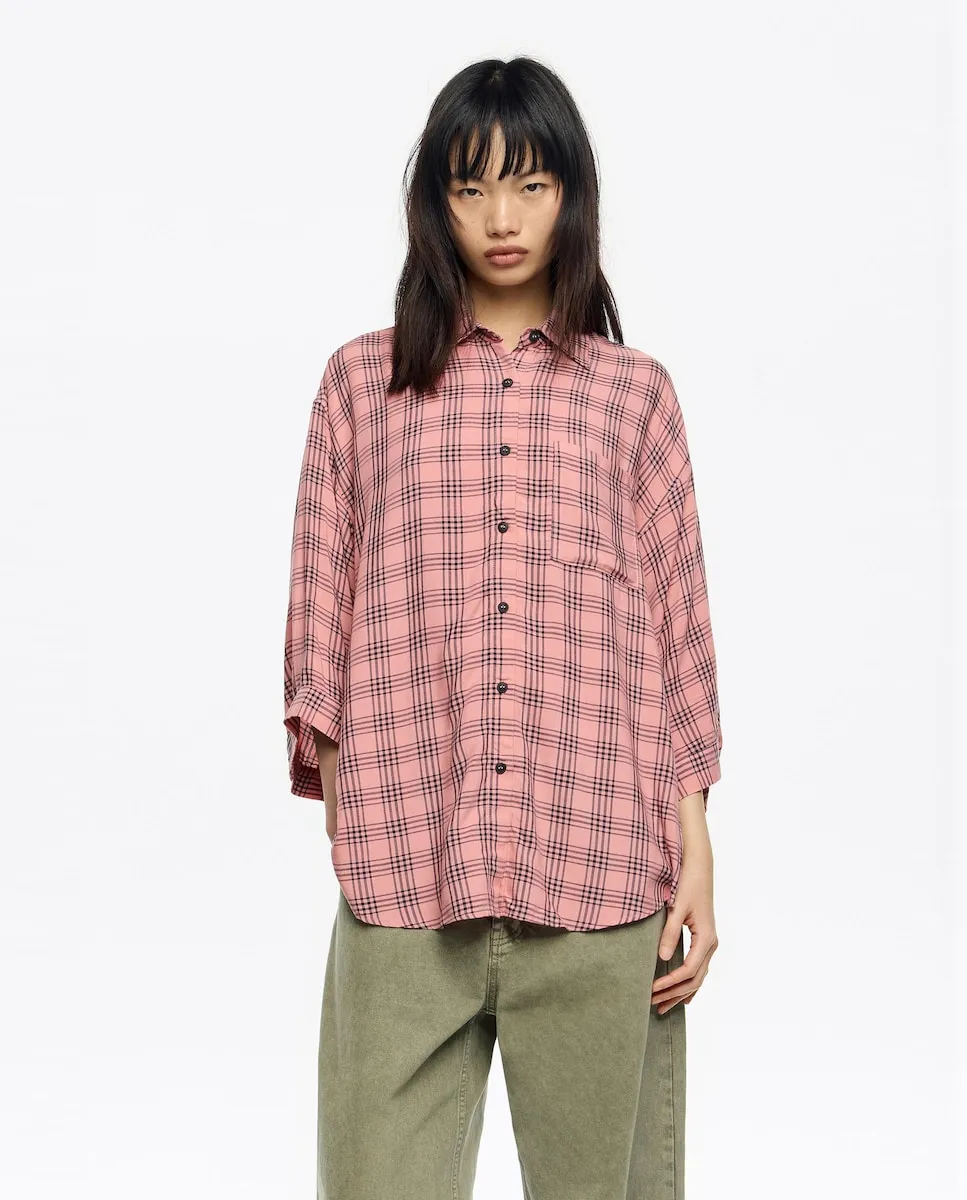 

Женская рубашка с французским рукавом в клетку Bimba y Lola, розовый