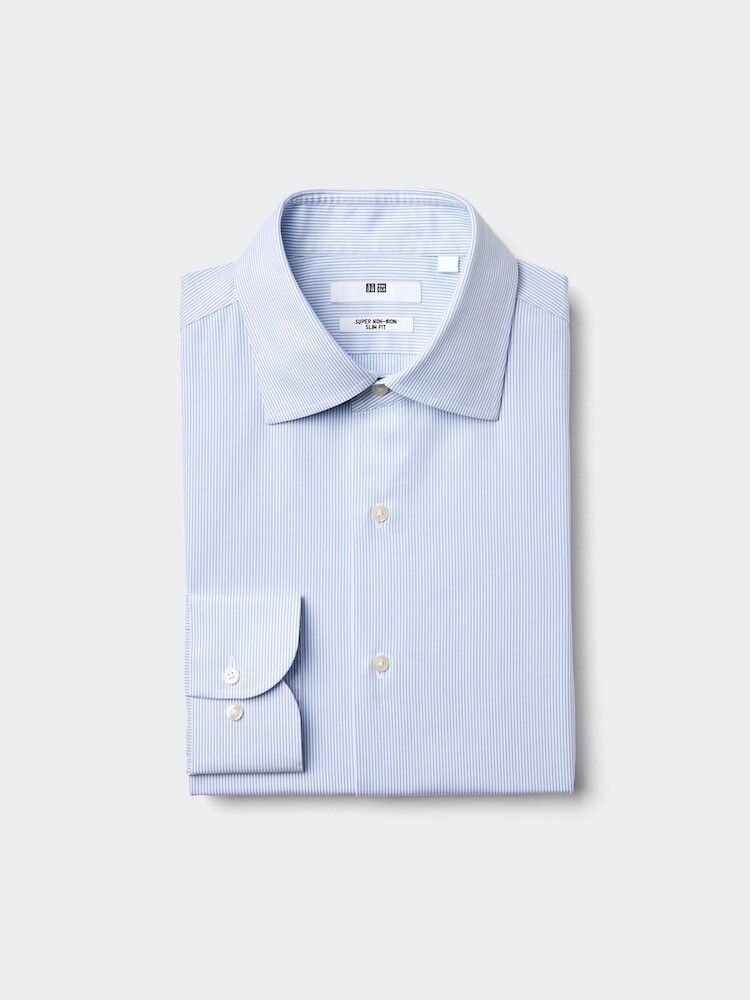

Рубашка super non-iron slim fit, полоска Uniqlo, цвет 63 синий