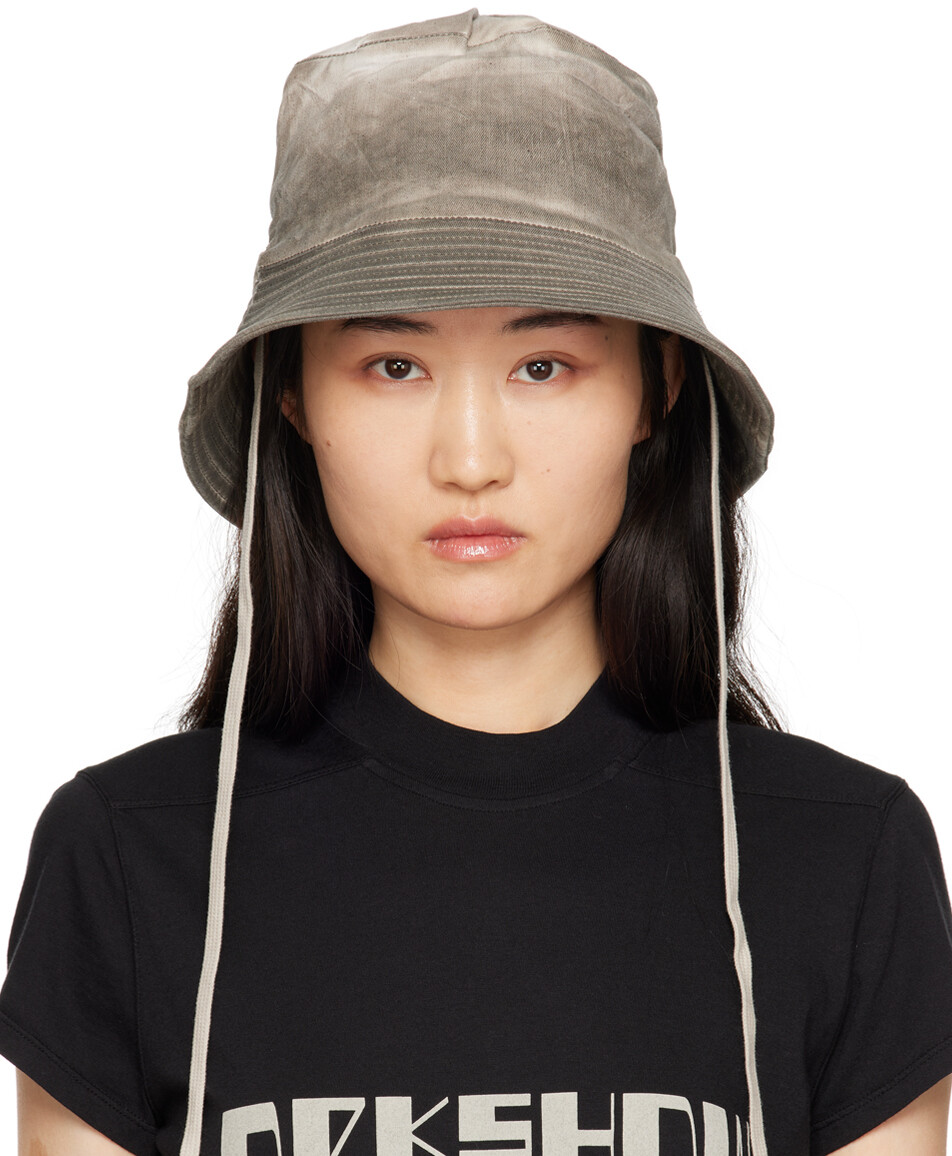 

Кепка Gilligan из серого эластичного денима с фольгой Rick Owens DRKSHDW