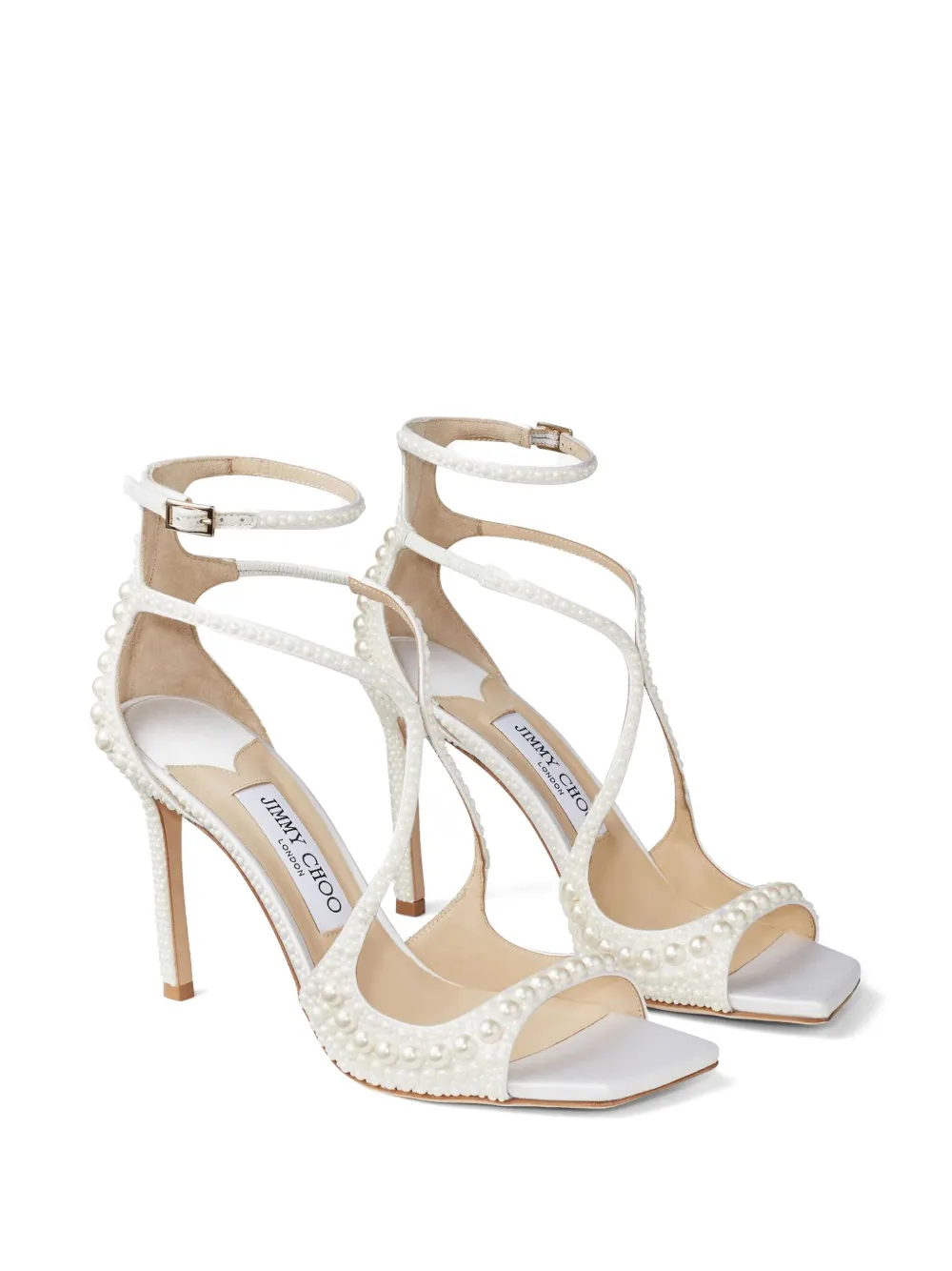 Сандалии Azia 95 мм, украшенные жемчугом JIMMY CHOO, белый — фото 2