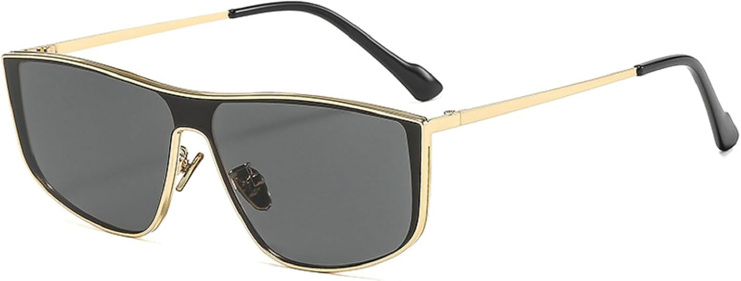 

Винтажные прямоугольные солнцезащитные очки для мужчин, стильные, с металлической оправой, в стиле ретро, ​​модные и декоративные солнцезащитные очки для женщин mincl, Gold Black