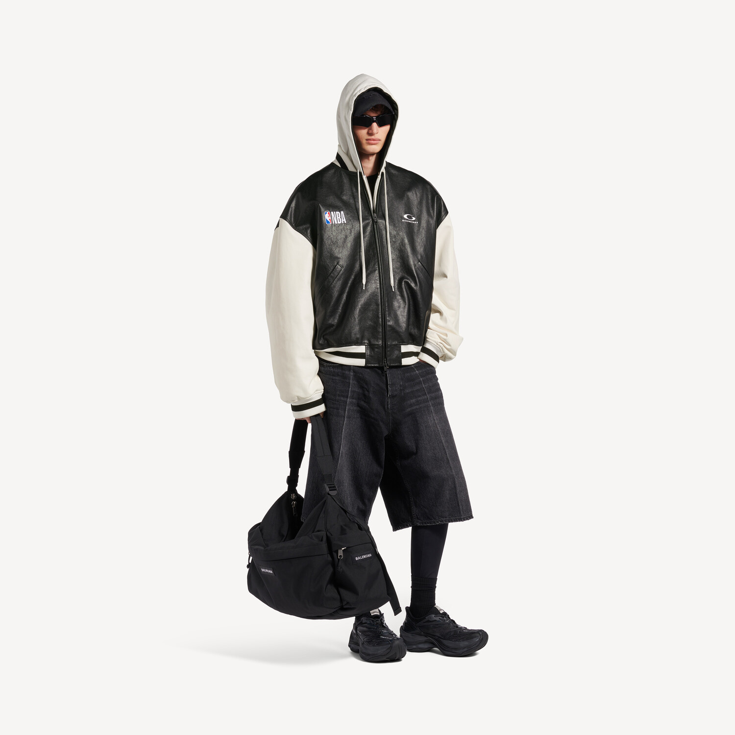 Женский бомбер Balenciaga | Коллаборация с NBA, черно-белый, серый — фото 2
