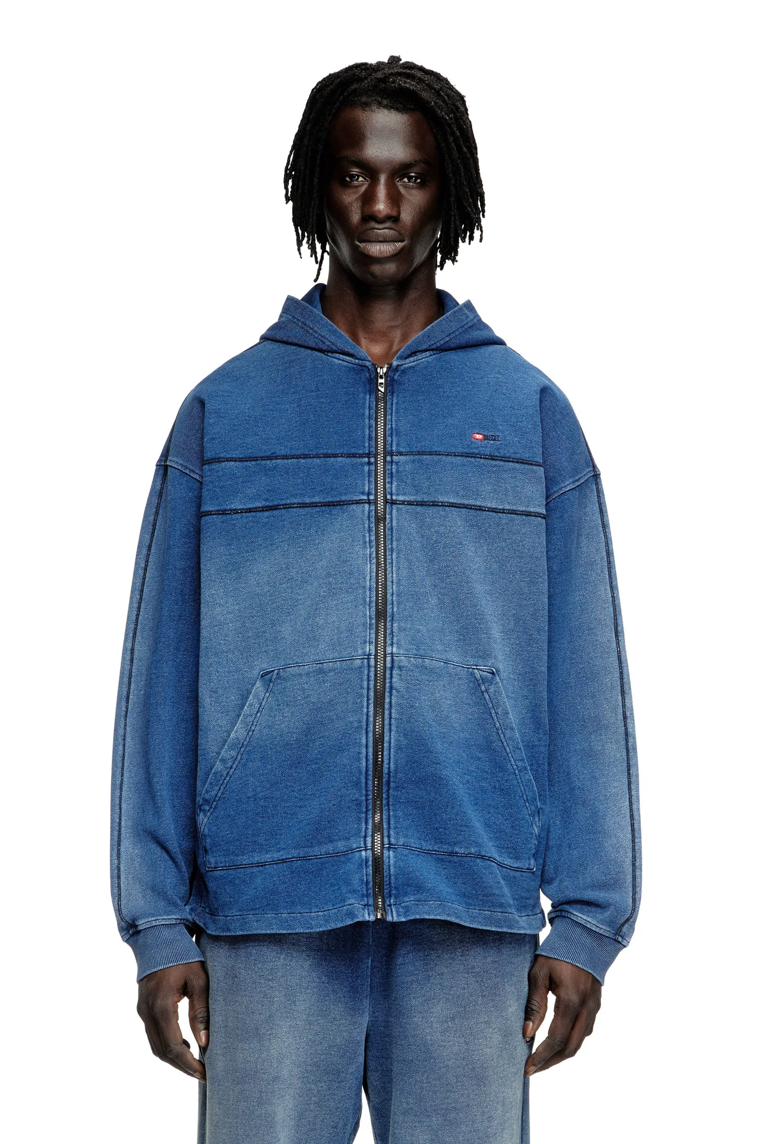 Мужская толстовка на молнии S-BLAXT-HOOD-ZIP-NEW Diesel, цвет Indigo Blue — фото 2