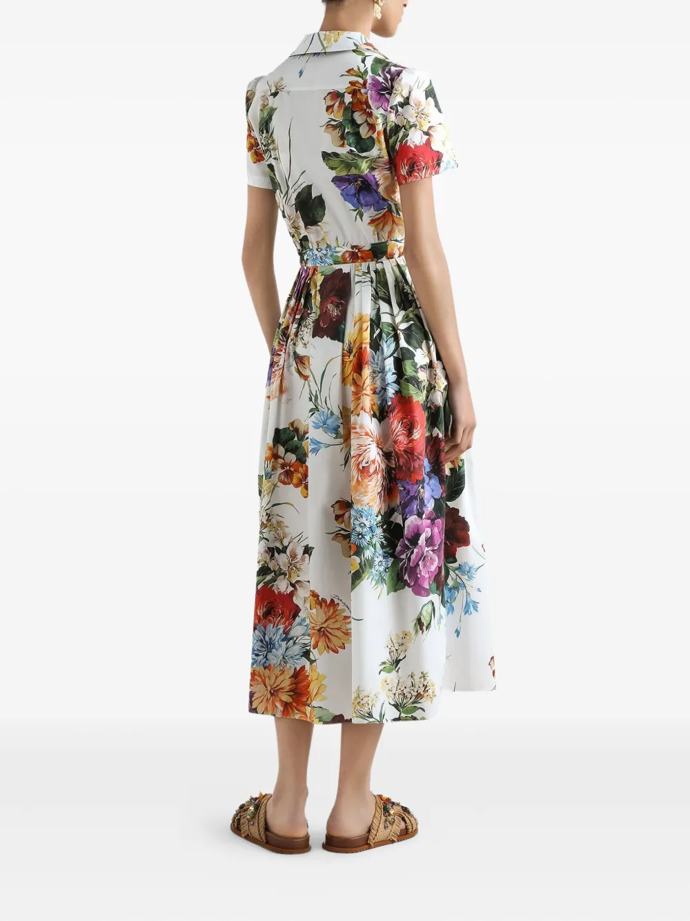 Платье макси с цветочным принтом DOLCE & GABBANA, белый — фото 3