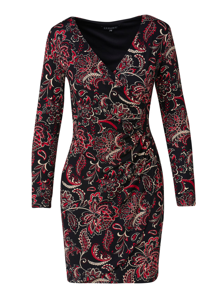 

KOROSHI Короткое мини-платье с принтом и длинными рукавами, ЧЕРНОГО цвета
