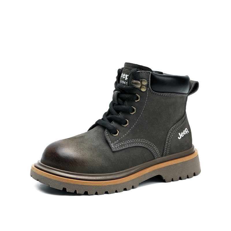 

Кожаные ботинки для детей унисекс, устойчивые к скольжению, износостойкие и водонепроницаемые, с высотой до середины голенища Jeep, серый-fleece-lined thin cotton