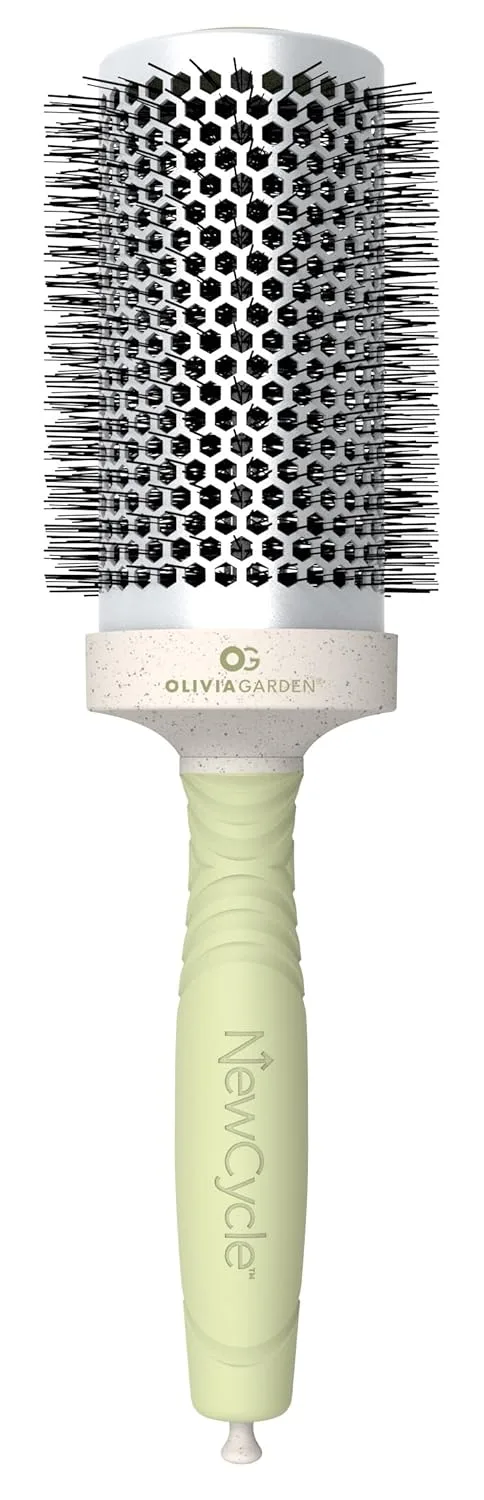 Термощетка для волос Olivia Garden NewCycle Round Thermal Hair Brush (не электрическая) с керамическим корпусом, ионной технологией и изготовлена ​​из 100% переработанного материала (кроме щетины). 7,3 см термо-круглая