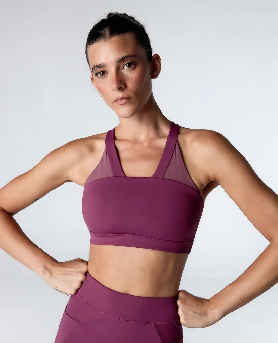 

Спортивный бюстгальтер средней поддержки с перекрещенной спиной из сетки Black Limba, фиолетовый
