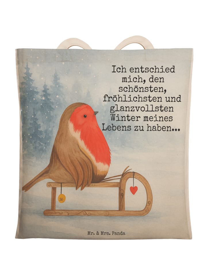 

Mr. & Mrs. Panda Сумка-шоппер с изображением и надписью «Сани Робина» белого цвета