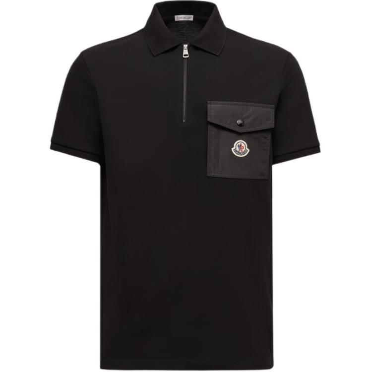 

Поло с логотипом, молнией и детализацией Moncler, черный
