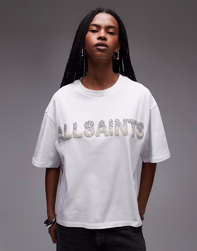 

Футболка Allsaints Amelie Pearl в цвете «оптический белый»