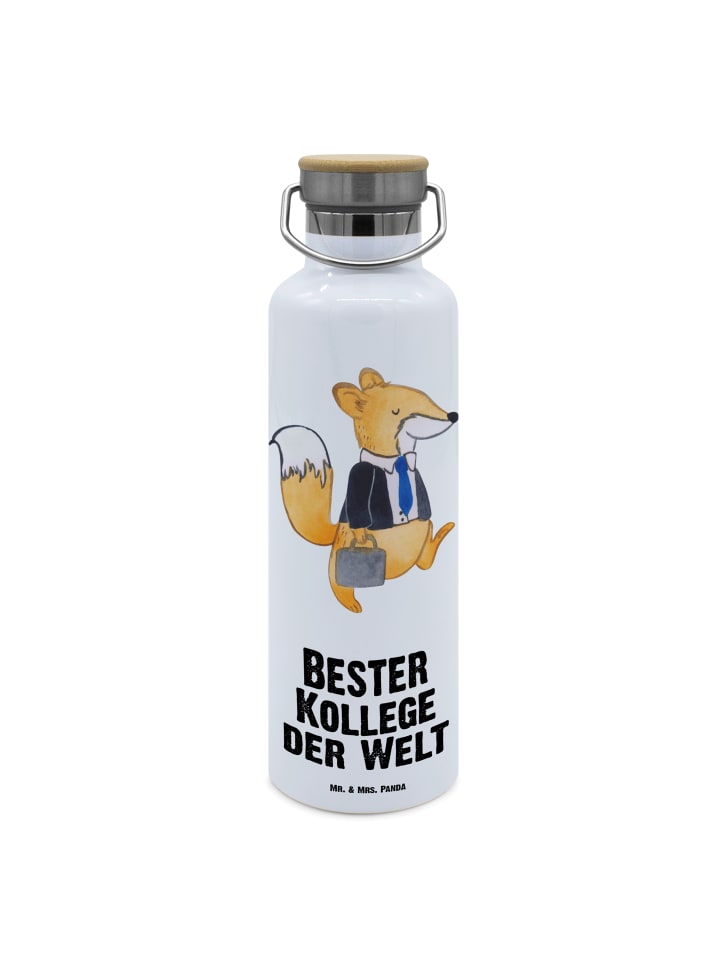 

Mr. & Mrs. Panda Бутылка для воды Fox, «Лучший коллега в мире с...» белого цвета