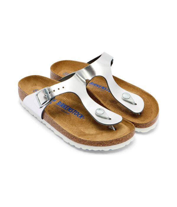 Кожаные пляжные тапочки gizeh Birkenstock, серебряный — фото 2