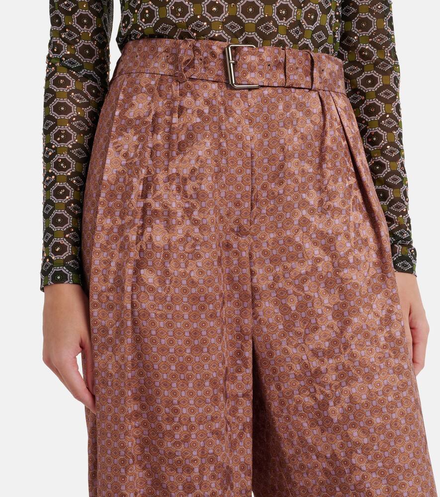 Брюки с поясом и принтом широкого кроя Dries Van Noten, Peach — фото 4