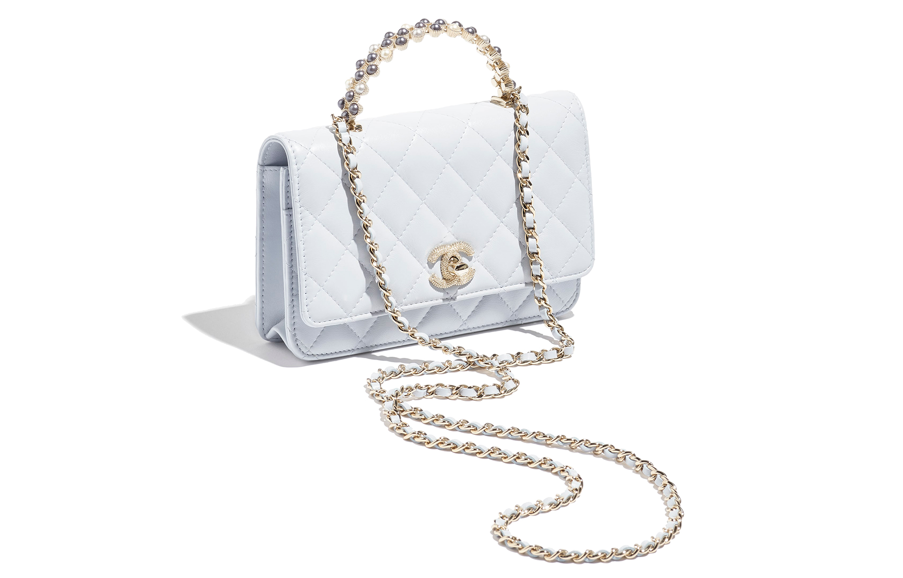 CHANEL Яркая жемчужная кожаная сумка через плечо — фото 3