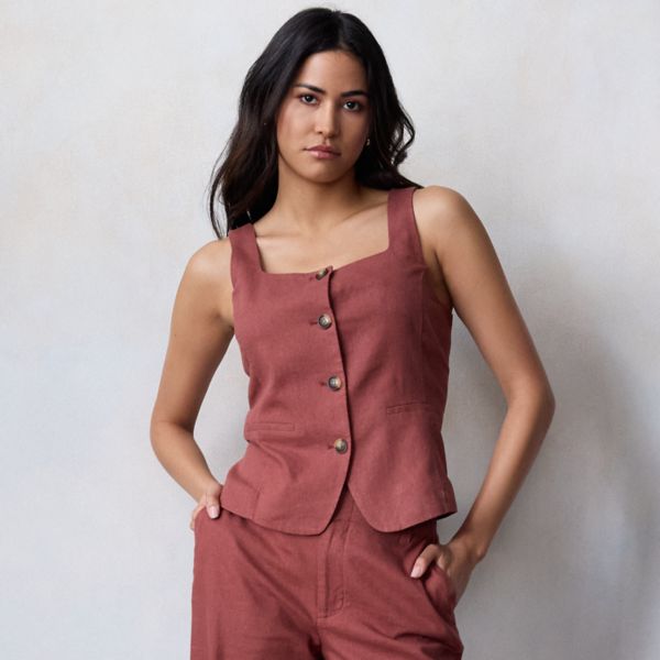 

Женский жилет с квадратным вырезом и тонкими бретельками Lc Lauren Conrad, цвет mahogany