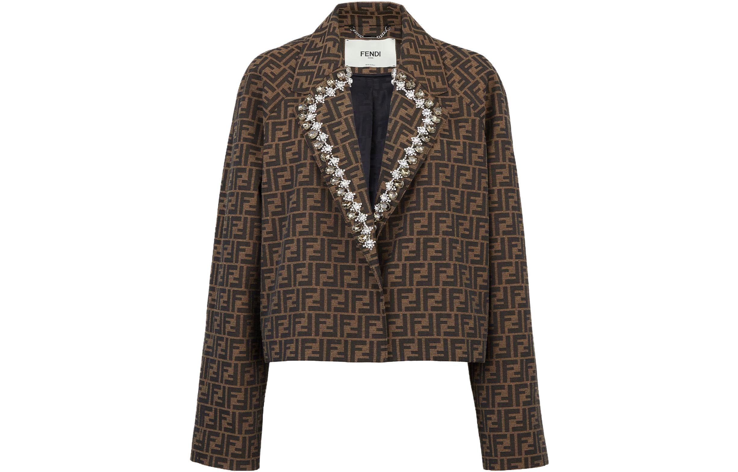 

FENDI Куртка, женская коричневая, Коричневый, FENDI Куртка, женская коричневая