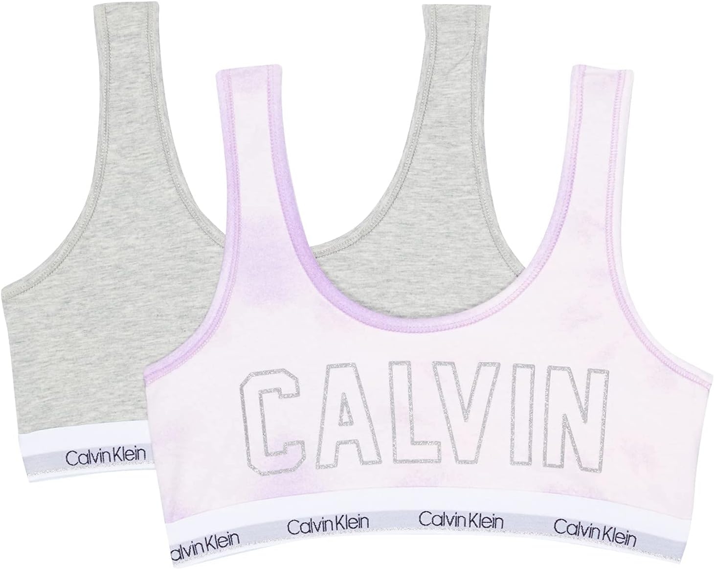 

Комплект из 2 бюстгальтеров-бралеттов Calvin Klein Girls Modern Cotton, Warm Ck Tie Dye/Heather Gray
