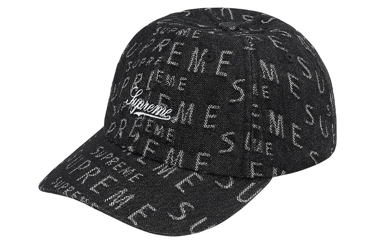 

Джинсовая черная бейсболка Warp Jacquard с логотипами Supreme
