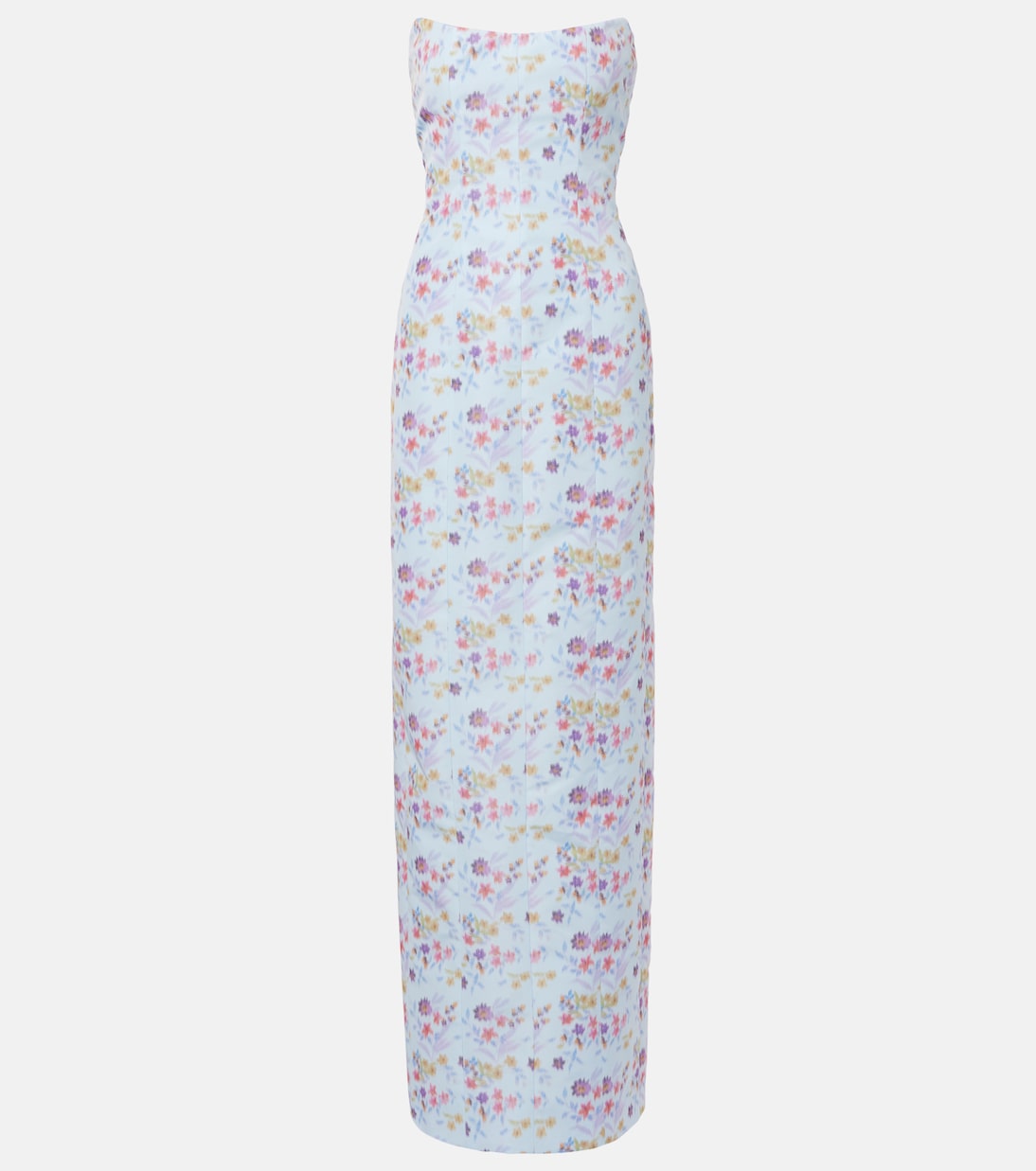 

Одесское корсетное платье из иката с цветочным принтом Markarian, Blue And Pink Floral Ikat