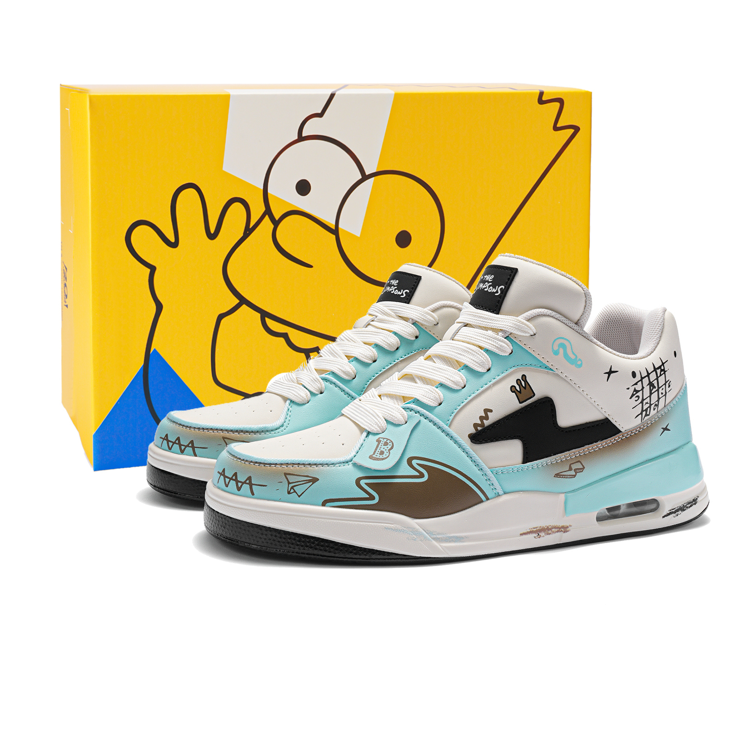 

The Simpsons Винтажные баскетбольные кроссовки унисекс низкие белый/классический черный/белый/фейерверк/аква-синий - аква-синий, цвет Aqua Blue