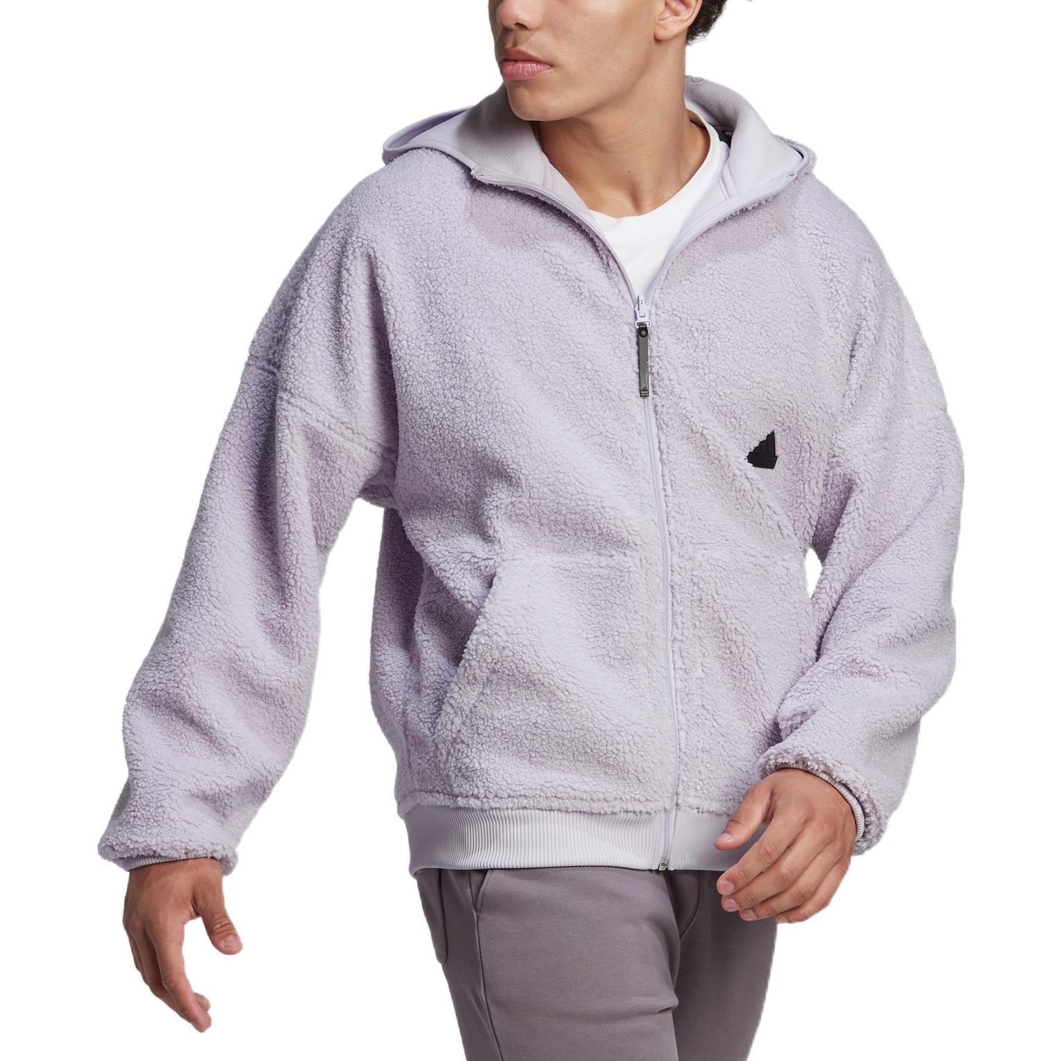 Куртка adidas New Polar Full Zip Sportswear Logo HN1946, фиолетовый — фото 4