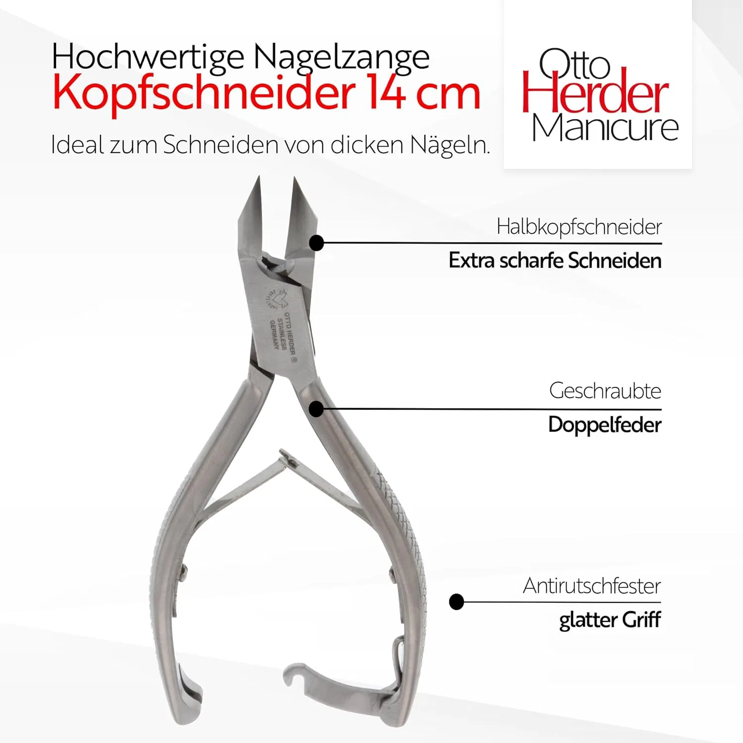 Кусачки для ногтей «Head Cutter» 14 см от Otto Herder Manicure Otto Herder Manicure — фото 2