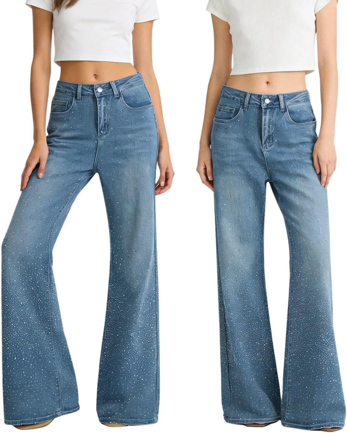 

Джинсы Flare для женщин с завышенной талией и расклешенным низом PEAINJ