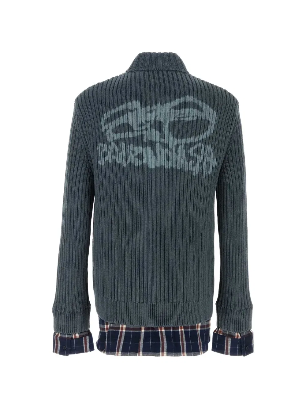 Кардиган в рубчик с застежкой-молнией Balenciaga, синий — фото 2