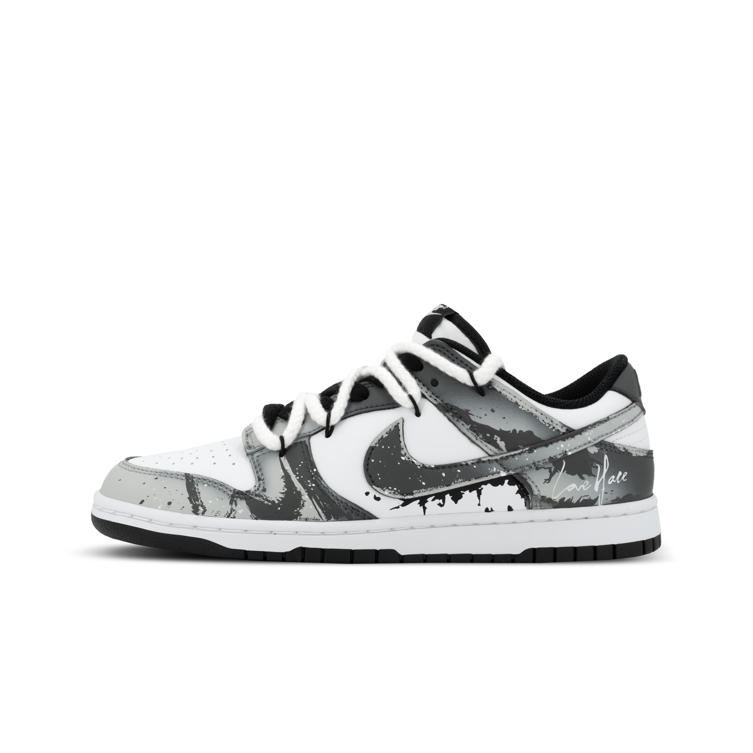 

Nike Кроссовки для скейтбординга Dunk Gorilla Jiedian XJDD Ink Leaf Shadow Low top, унисекс, черный с белыми элементами