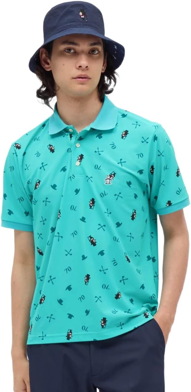 

Мужская рубашка поло Manning Wear MG5FHS24M с коротким рукавом, узор по всей поверхности, Таро, впитывает пот, быстро сохнет, эластичная, для гольфа Munsingwear, изумрудный